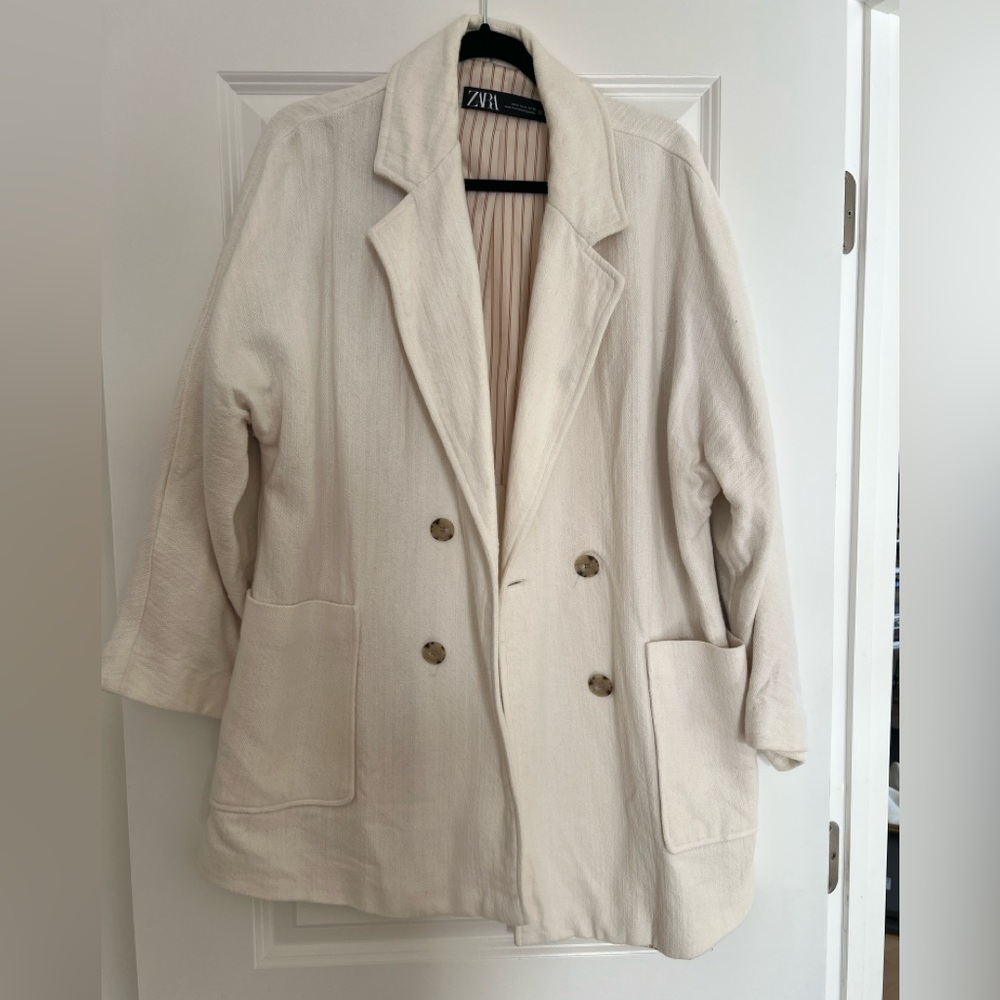 Zara Cream Pea Coat for Women